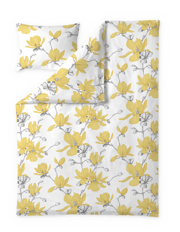 Finlayson Magnolia Sateen Duvet Cover Set Yellow / Grey / White
