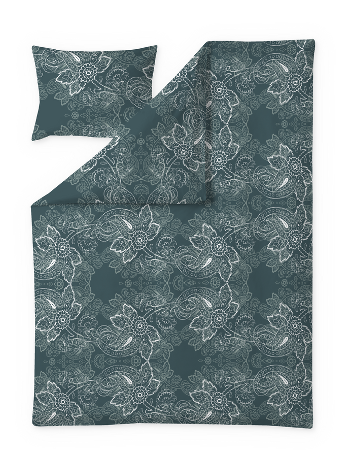 finlayson Viktoria Tencel-sateen double duvet cover set Petrol / Aqua