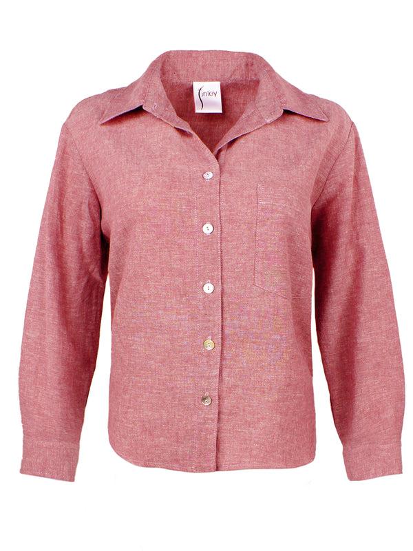 Finley Andie Cropped Hemp/cotton Blend Blouse With A Shirttail Hem