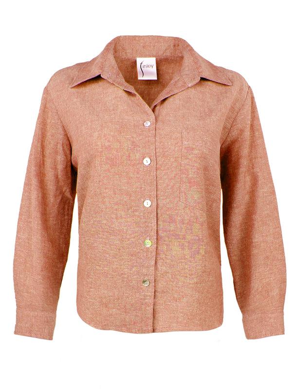 Finley Andie Cropped Hemp/cotton Blend Blouse With A Shirttail Hem