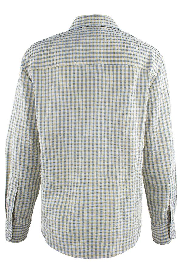 Finley Andie Cropped Seersucker Check Blouse With A Shirttail Hem