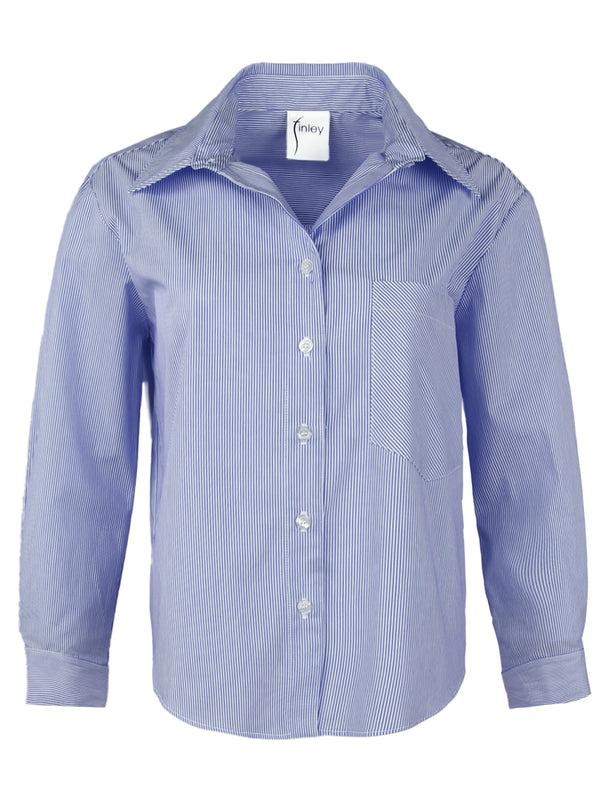 finley Andie Cropped striped cotton blouse with a shirttail hem