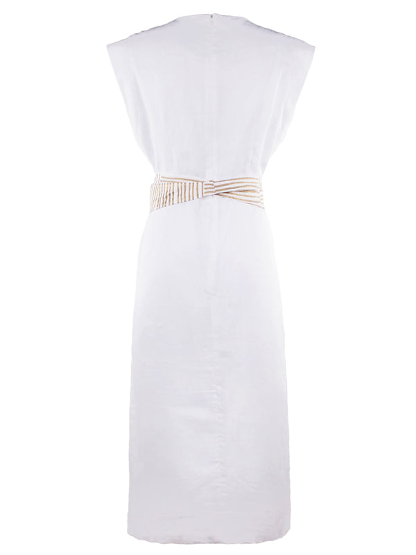 Finley Beverly Dress Navy Washed Linen Shirt Dress With Wrap Belt And A Maxi Length