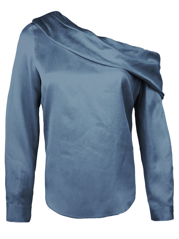 Finley Dani Asymmetric Popover Long Sleeve Off-shoulder Top With A Foldover Neckline And A Relaxed Contour