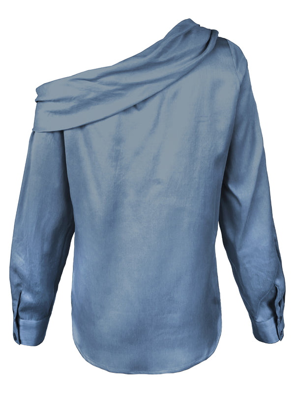 Finley Dani Asymmetric Popover Long Sleeve Off-shoulder Top With A Foldover Neckline And A Relaxed Contour