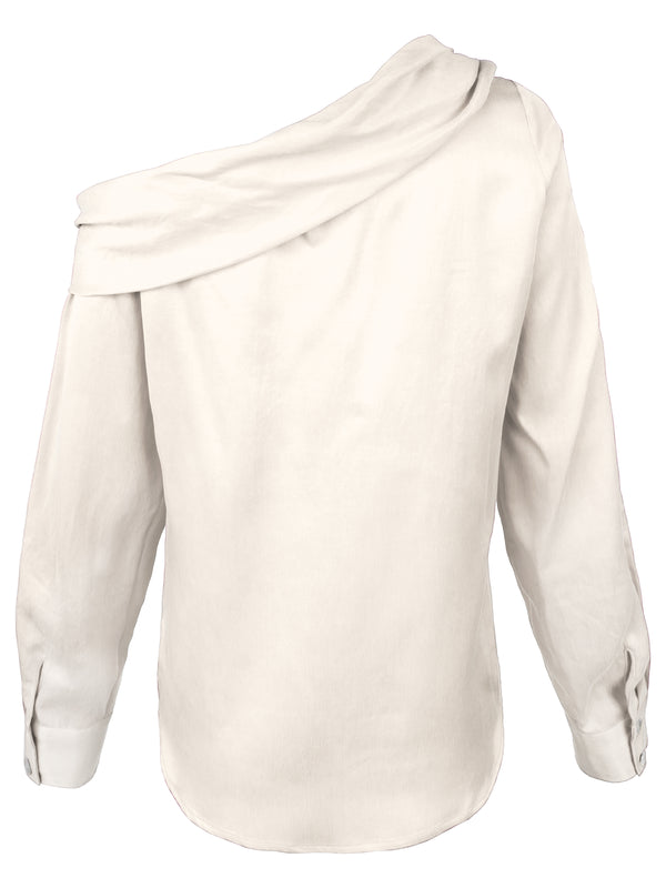 Finley Dani Asymmetric Popover Long Sleeve Off-shoulder Top With A Foldover Neckline And A Relaxed Contour
