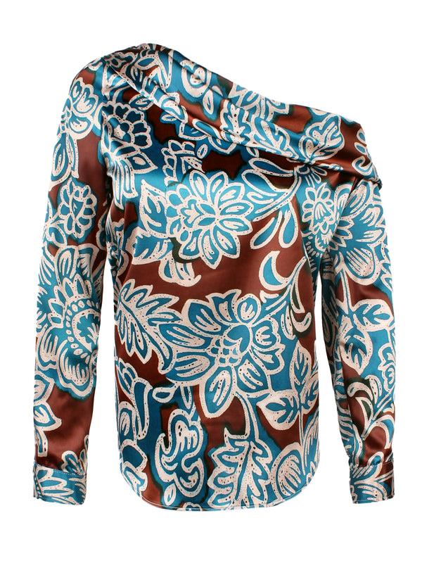 Finley Dani Asymmetric Popover Long Sleeve Off-shoulder Top With A Foldover Neckline And A Relaxed Contour