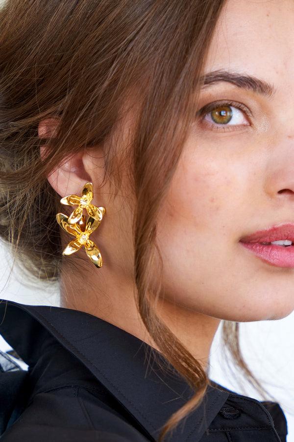 Finley Double Bloom Flower Drops By Accessory Concierge