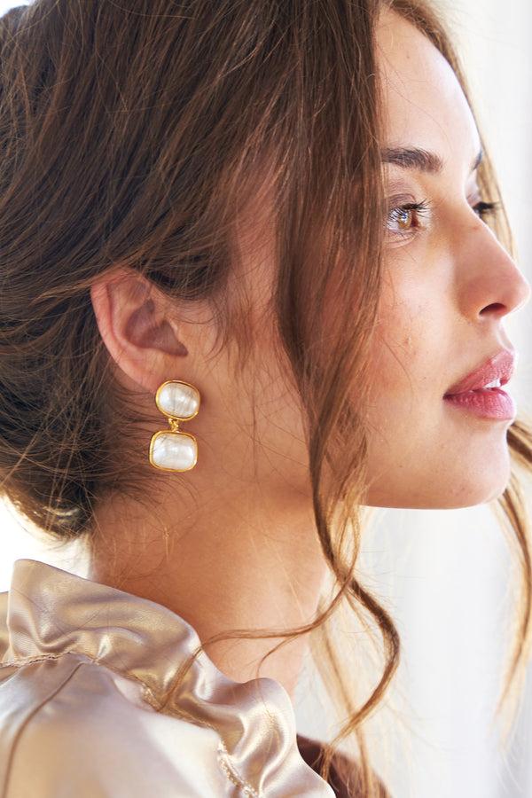 Finley Double Pearl Drop Earrings By Accessory Concierge