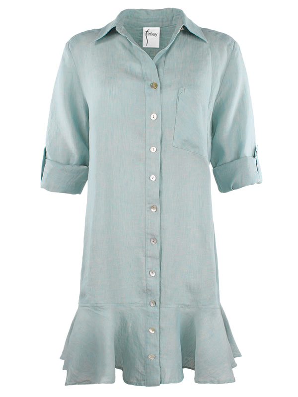 Finley Drop Waist Float Linen Shirt Dress With A Shift Silhouette And Relaxed Contour