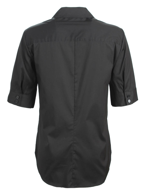 Finley Endora Black Poplin Shirt With Half-zip Collar And Semi-fitted Shape