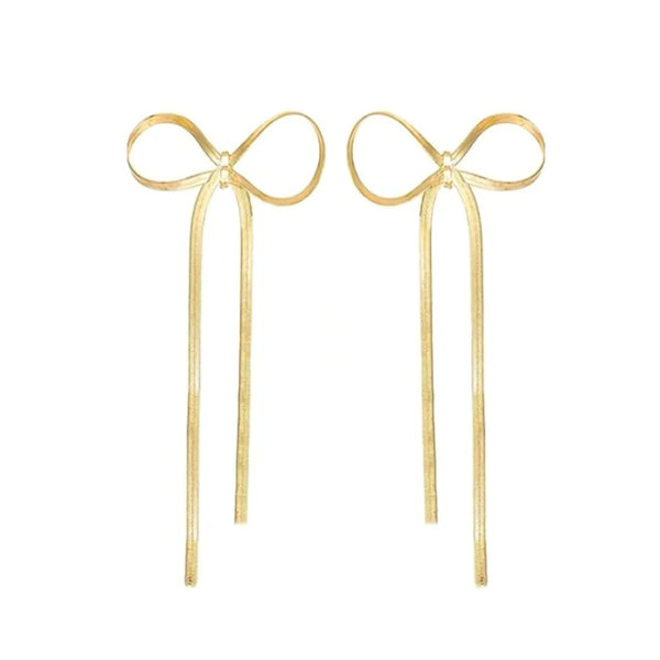 finley Herringbone Bow Earrings by Accessory Concierge