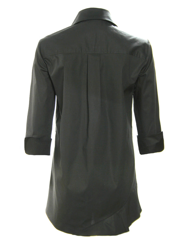 Finley Jenna Black Tunic Top With 3/4 Sleeves And Ruffle-tier Hem