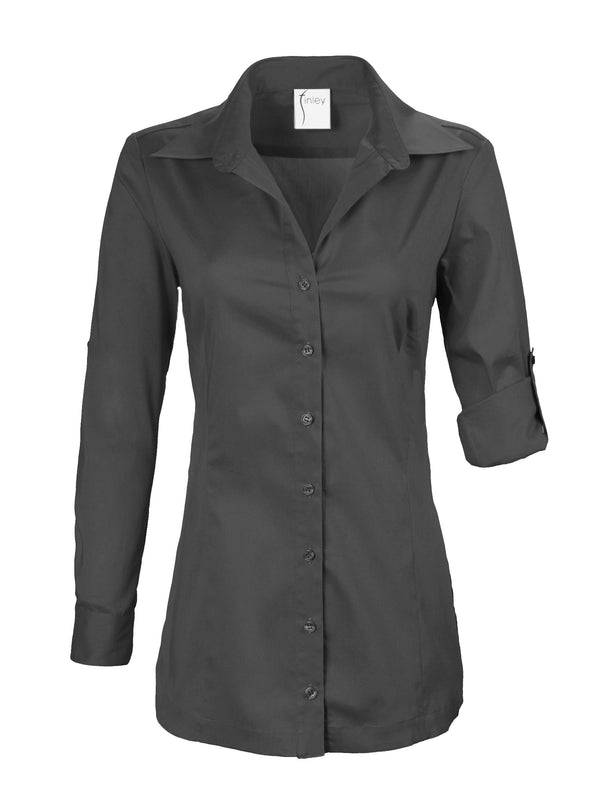 Finley Joey Black Button-down Poplin Shirt With A Tailored Shape