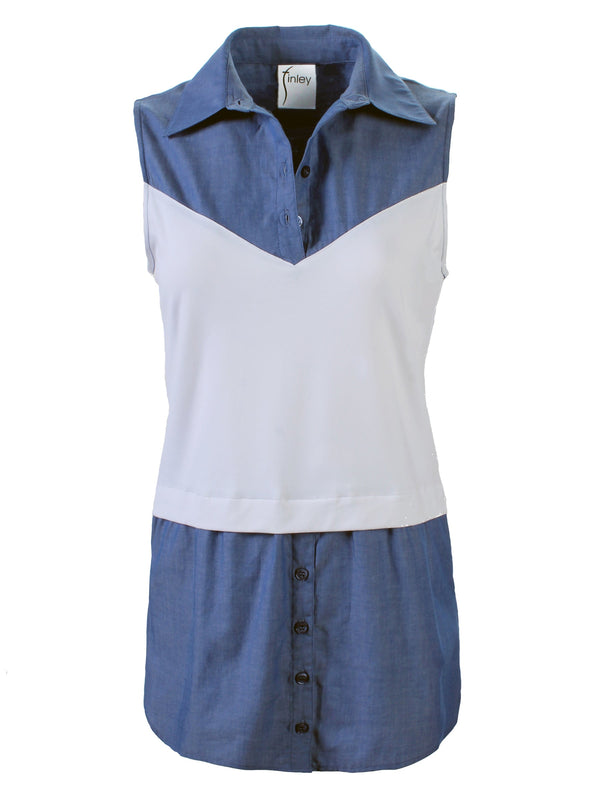 finley Layering Tank Chambray layering tank with a tailored tunic shape finley Layering Tank Chambray layering tank with a tailored tunic shape