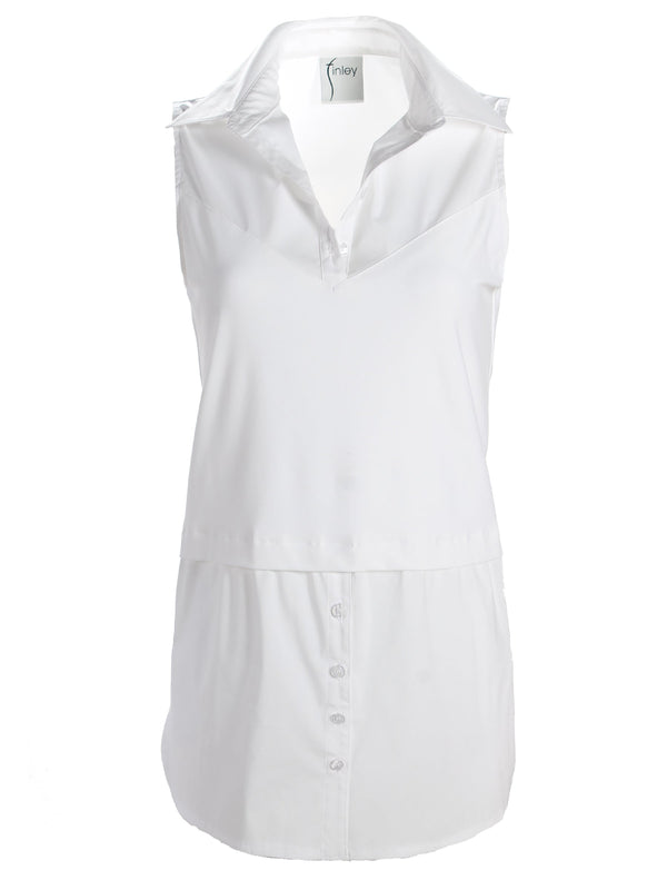 Finley Layering Tank Sleeveless White Layering Blouse With A Tailored Tunic Shape