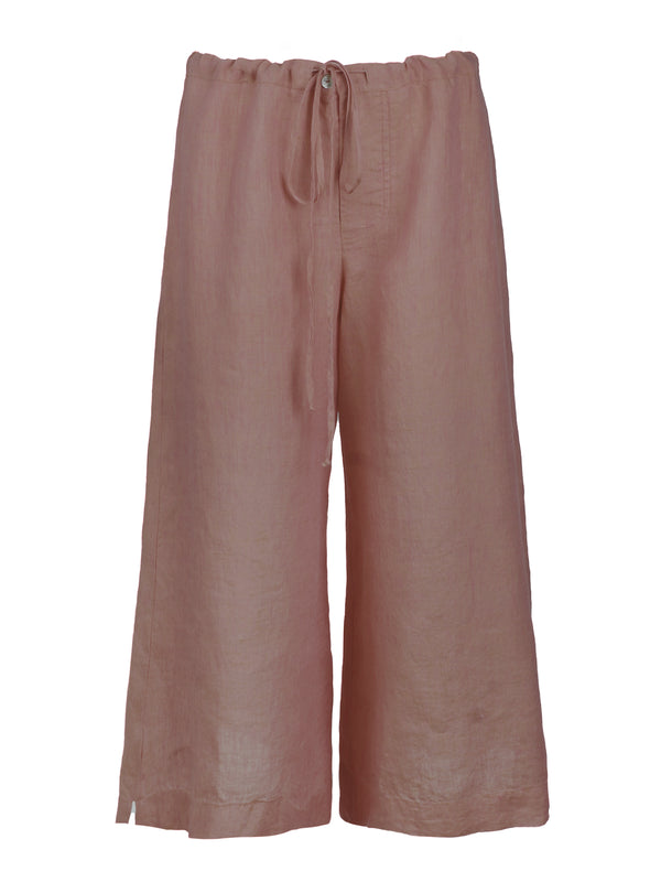 Finley Linen Drawstring Pants Mushroom Brown Washed Linen Wide Leg Pants With Drawstring