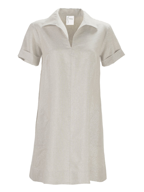 Finley Marcia Washed Linen Blush Pink Designer Shirt Dress With A Relaxed Shape