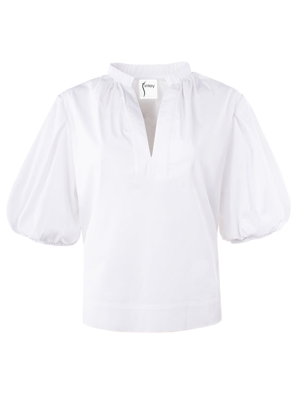 Finley Marcie Cotton Blend Blouse With A V-neckline And Elbow Length Blou
