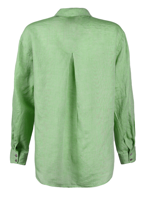 Finley Niko Long Sleeve Washed Linen Boyfriend Shirt In Pale Green