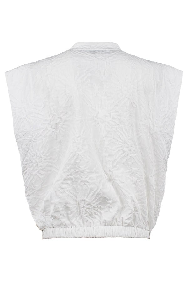 Finley Pearl Popover Pink Tonal Textured Jacquard Shirt With Cap Sleeves And An Elasticized Waist