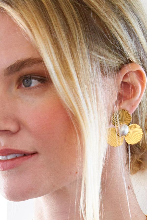 Finley Petal And Pearl Earrings By Accessory Concierge