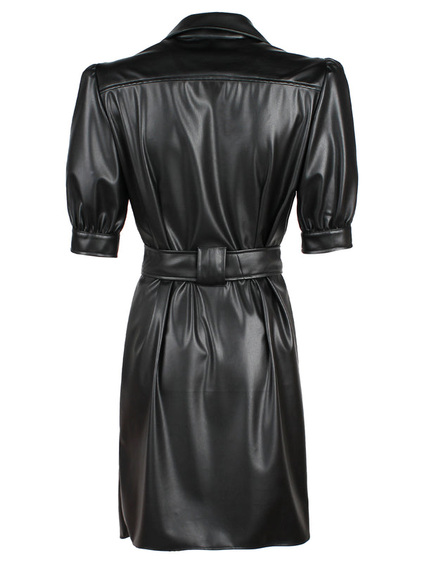 Finley Piper Short Sleeve Tie Front Dress With Semi-fitted Shape In Red Weathercloth