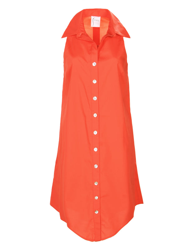 Finley Swing Dress Sleeveless Orange Poplin Shirt Dress With A Relaxed A-line Silhouette