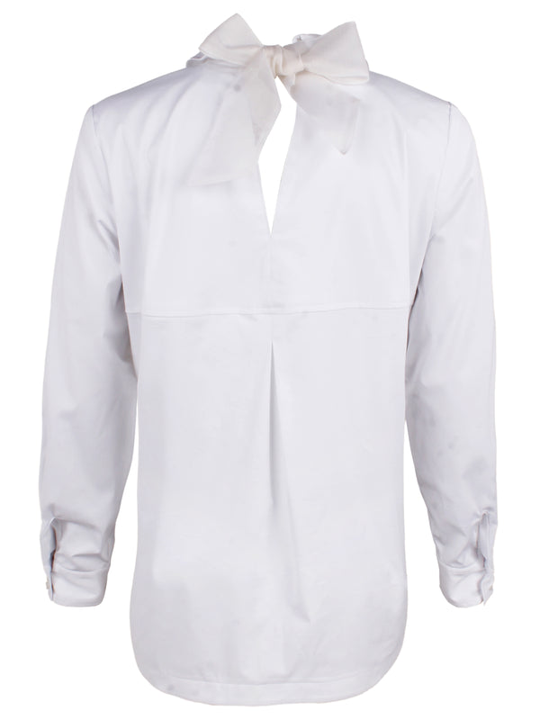 Finley Sylvie Silky Poplin Blouse With An Organza Tie Back And Long Sleeves