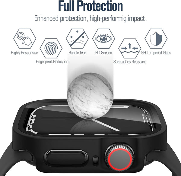 Fintie [2 Pack] Apple Watch Series 9/8/7 (45mm) Hard Case With Tempered Glass Screen Protector | Fintie