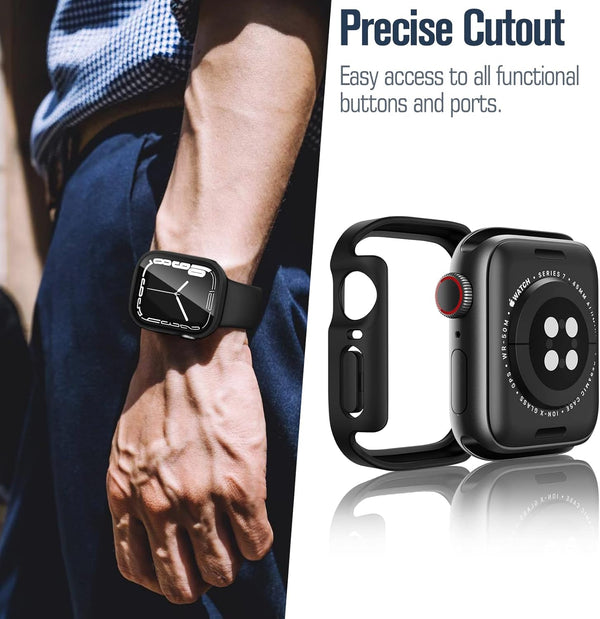 Fintie [2 Pack] Apple Watch Series 9/8/7 (45mm) Hard Case With Tempered Glass Screen Protector | Fintie
