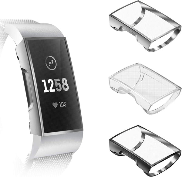 fintie [3 Pack] Fitbit Charge 4/ Charge 3 Screen Protector Case Bumper Cover | Fintie