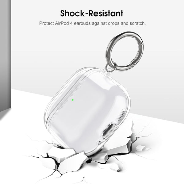 Fintie Fintie Clear Case Cover For AirPods 4th Generation W/Keychain Carabiner Support Wireless Charging