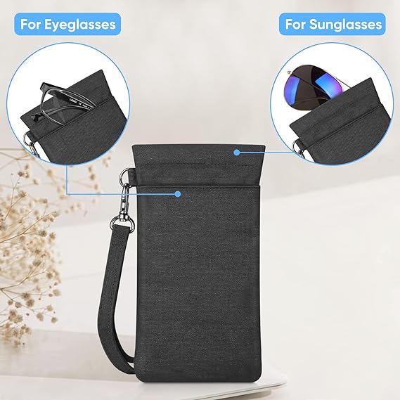 Fintie Fintie Soft Eyeglasses Case With Carrying Strap [Double Pouch]