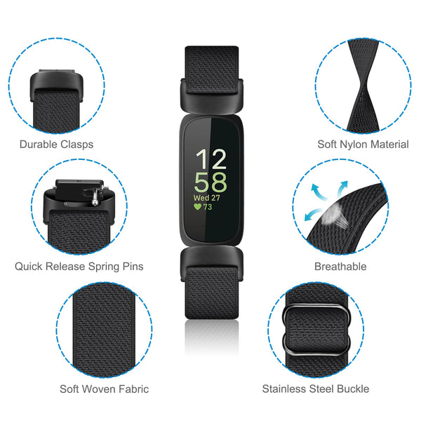 Fintie Fitbit Inspire 3 Elastic Nylon Loop Band Breathable Replacement Strap | Fintie