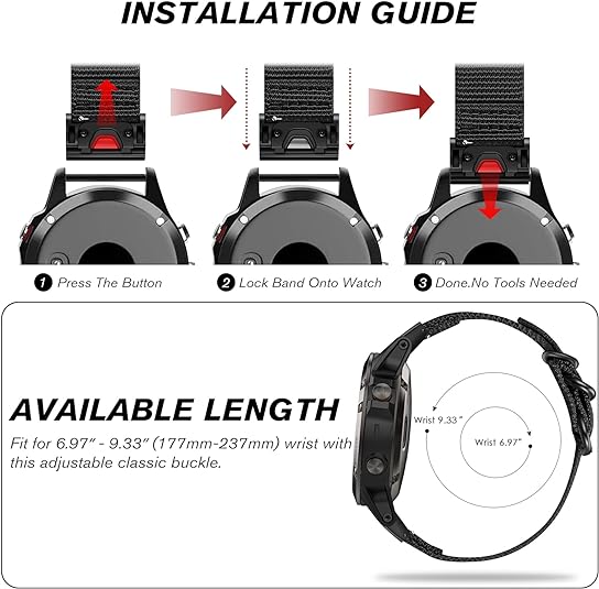 Fintie Garmin Fenix 7/Fenix 6/Fenix 5 Soft Woven Nylon Sports Strap | Fintie