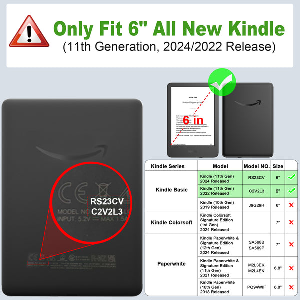 Fintie Kindle (11th Gen 2024/2022) Slimshell PU Leather Case | Fintie