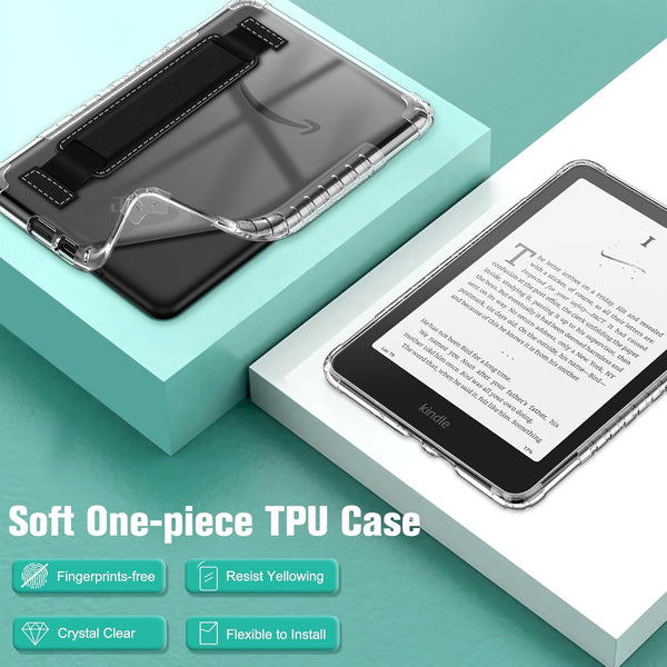Fintie Kindle Colorsoft / Kindle Paperwhite 7" 2024 Clear Back Cover With Hand Strap| Fintie