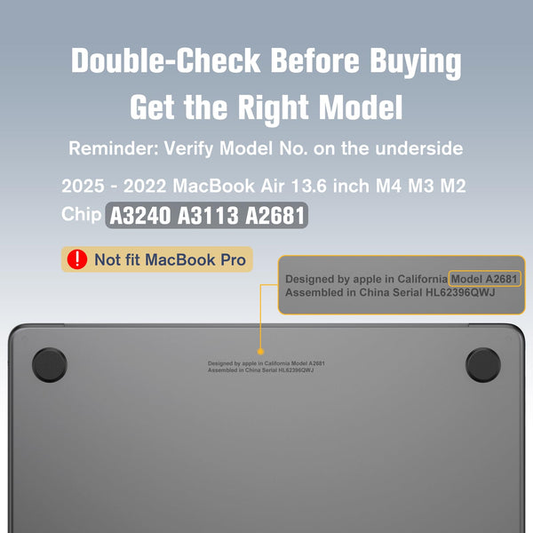 Fintie MacBook Air 13.6 (M4/M3/M2 Chip) Slim Snap-On Hard Shell Case [Ultra-Transparent] | Fintie