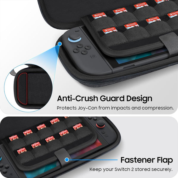 Fintie Nintendo Switch 2 (2025) Slim Carrying Case Hard Shell Protective Case W/10 Game Card Slots | Fintie