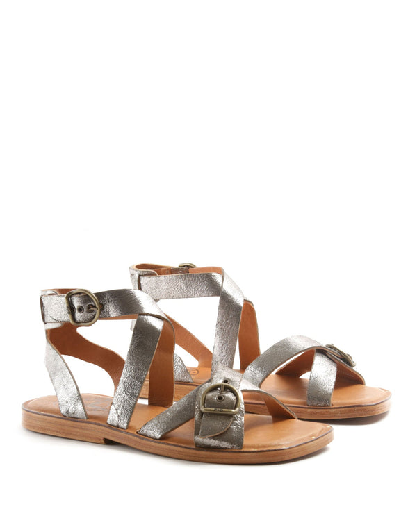 Fiorentini Baker ZIVA Gunmetal Leather Sandals