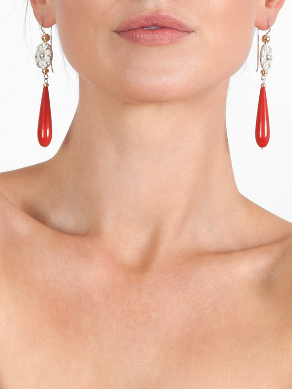 Fiorina Elite Vic Disc Drop Earrings Red CoralVariant Sold Out Or Unavailable