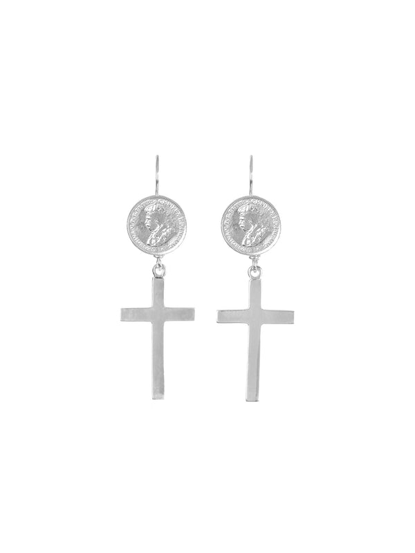 fiorina Coin Cross Earrings