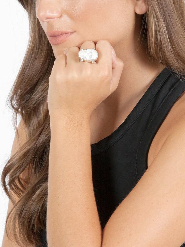 Fiorina Crystal Rock Skull Ring
