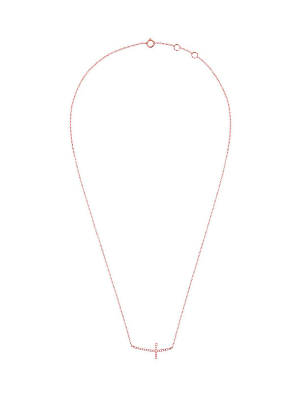 Fiorina Diamond Side Cross Necklace