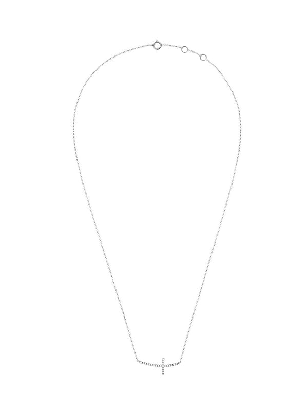 Fiorina Diamond Side Cross Necklace