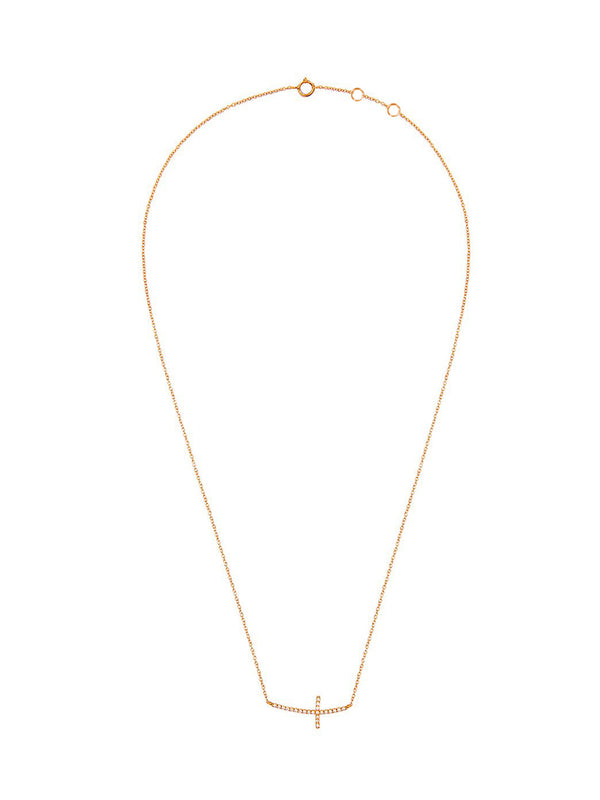 fiorina Diamond Side Cross Necklace