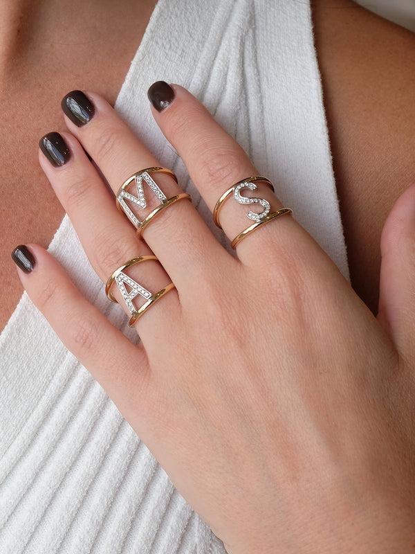 Fiorina Gold And Diamond Alphabella Ring