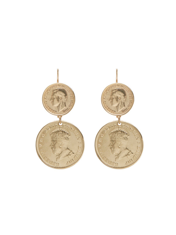 fiorina Gold Double Coin Earrings