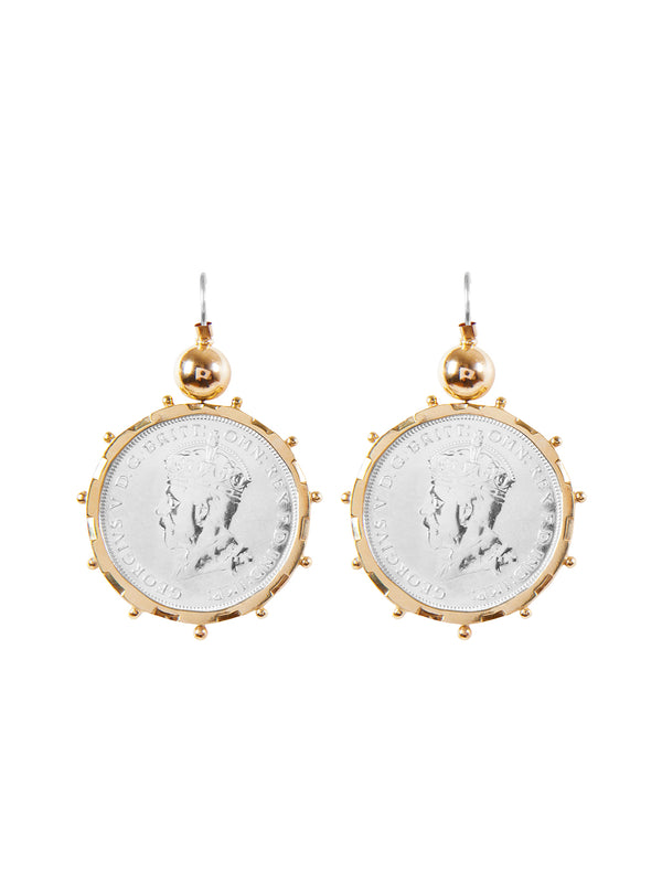 Fiorina Gold Encased Parliament Coin Earrings